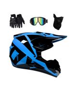 AM DH Casco da equitazione per casco da fuoristrada MX DOT unisex anticaduta per bambini con occhiali da sole e guanti parapolvere