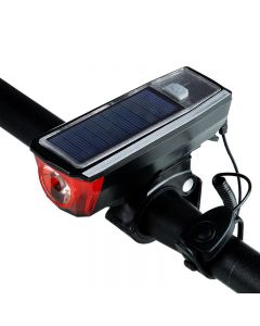Biking Solar Power Bike Light Impermeabile 350 Lumen Bill Bill Bell Light Led Usb Lampada Ricaricabile Lampada Frontale Fari Bike Light