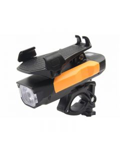 4 in 1 T6 LED luce per bicicletta supporto per telefono cellulare corno per bicicletta faro di alimentazione mobile USB ricaricabile