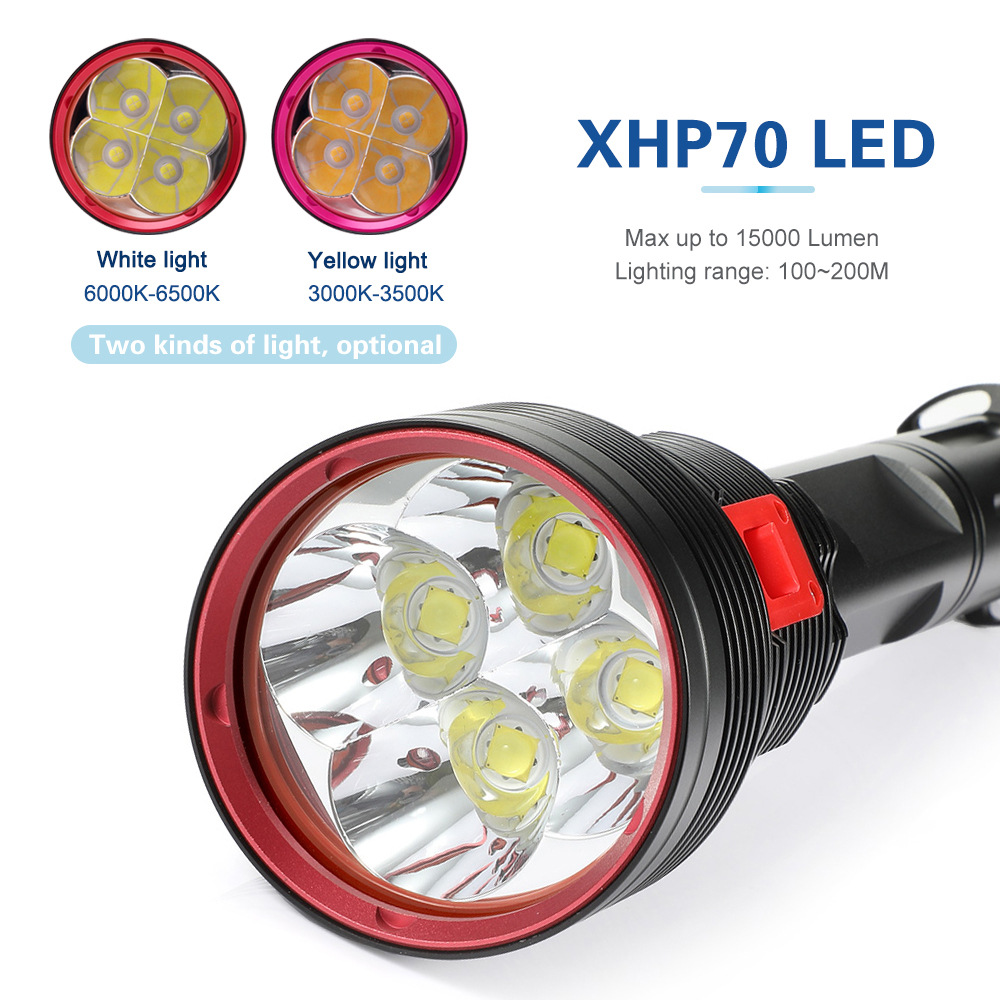4 * XPH70.2 LED luce subacquea 15000LM subacquea 200m torcia subacquea luce  subacquea